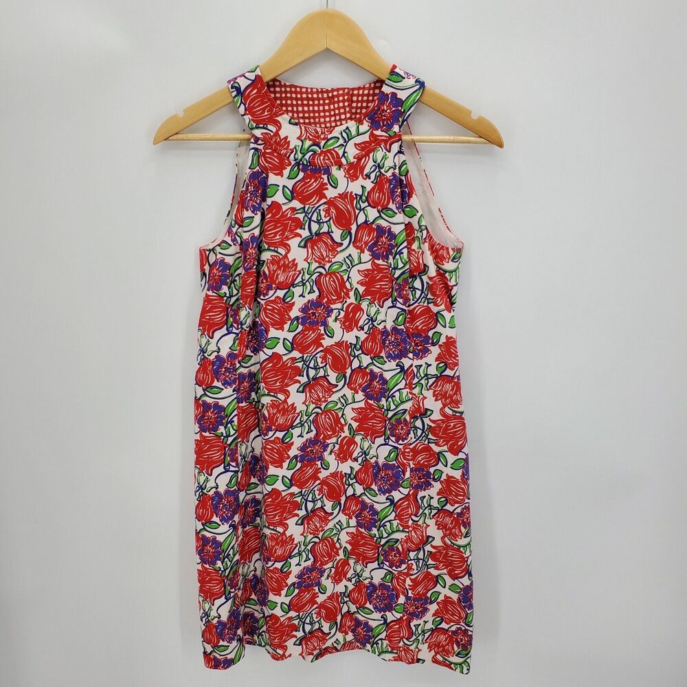 Vintage Lilly Pulitzer Womens High Neck Shift Dress Sleeves Floral Print Size 6